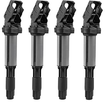 4 Stück 12137551260 Zündspule, für BMW 3 5 7 X3 X5 X7 E46 E90 E39 E60 E61 E63 E83 E53 E36 Peugeot Citroen 12131712219 12131712223