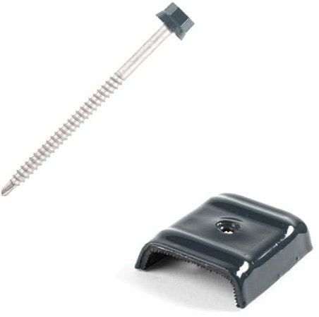 Perffixe Vis pour bac acier et cavalier 6,3x100 mm RAL 7016 gris anthracite kit pour sommet de nervure par 20