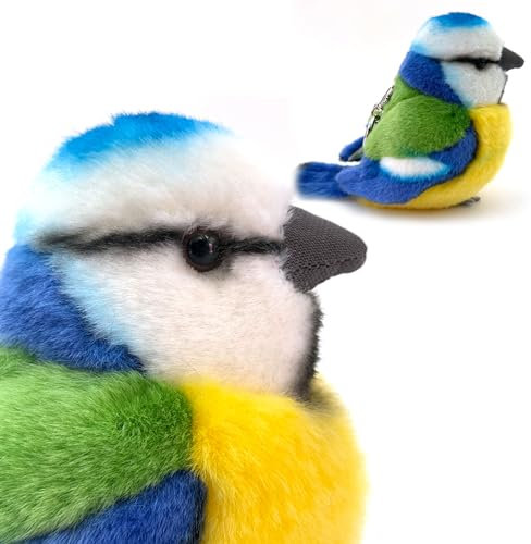 PuffPurrs Eurasische Blaumeise-Plüschtier lebensechtes Vogel-Stofftier, lehrreich und unterhaltsam, perfekt für Sammler und Kinder