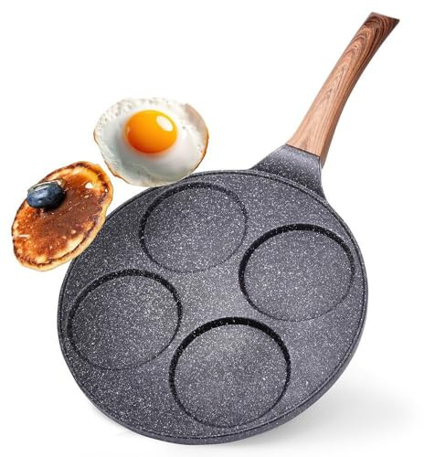Vilde Augenpfanne Spiegelei-Pfanne Crepepfanne Pancakes-Pfanne aus 4 26 cm | Granit Löcher Black&Wood
