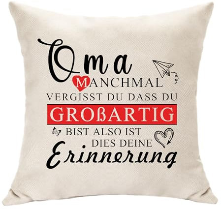 Hasodeo Oma Geschenke Großmutter Kissenbezug Dekoration Geschenke für Oma von Enkelkindern Idee Geschenke für Muttertag Weihnachten Großelterntag Geschenke Taille Kissen Deko (Oma)
