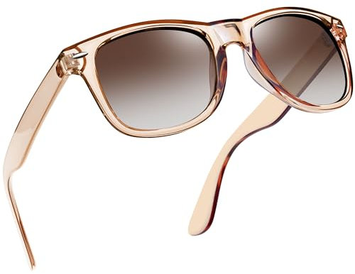 Joopin Retro Rechteckige Sonnenbrille Herren Braun Polarisiert UV400 Unisex und Damen Sonnenbrille Groß zum Fahren Wandern (Hellbraun)