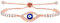 Oneress Rose Gold Malevolent Eye Tennis Blessing Bracelet with Eye Shaped Brass Link Chain and Sparkling CZ for Women and Girls YA4896