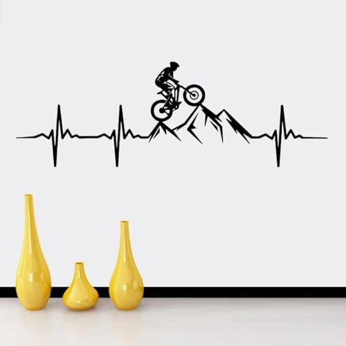 MIXUEXUNLU Mountainbike Herzschlag Wandtattoo Wohnzimmer Schlafzimmer Mann Mountainbike Downhill Bike Wandaufkleber Spielzimmer Dekoration