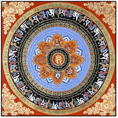 Tibetischer Buddhismus Thangka,Buddha Wandkunst, Tibetisches Thangka-Mandala-Poster, Tapete for Glauben, Yoga, Schlafzimmerdekoration, tibetisches Thangka, buddhistisches Wandbild for Zuhause(30x30cm)