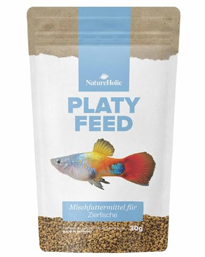 NatureHolic PlatyFeed Softgranulat | Fiskfoder Akvarium | högkvalitativt huvudfoder för platys & prydnadsfiskar | Främjar hälsa och färgintensitet | Fiskfoder för växtätare | 30 g