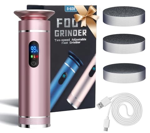 Arofaue Elektrische Hornhautentferner Professionelles Hornhautentferner Elektrisch Einstellbare Pediküre Fußfeile mit 60PCS und 10PCS Polierscheibe Ersatz Schleifkissen Für Tote Rissige Haut