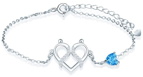 MicLee Womens 925 Sterling Silver Zodiac Signs Bracelets Creative Gemini with Heart Sapphire Bracelet for Ladies Girls Fashion Adjustable Length Zircon Bangle Novelty Jewellery