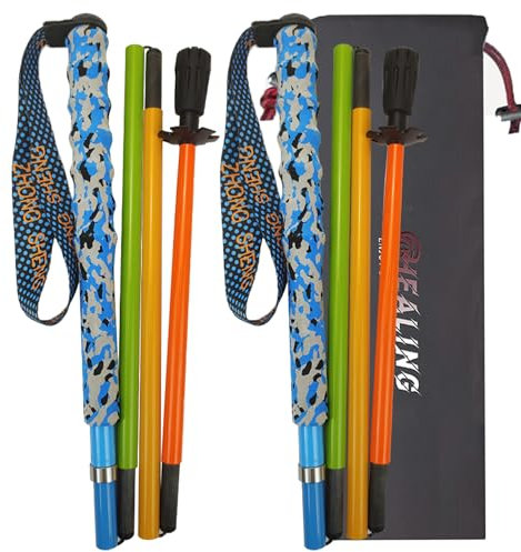 OKHEALING Trekkingstöcke, ultraleicht, 110 g, Carbon-Bergstöcke, 5 Abschnitte, Set mit 2,110 cm Wanderstöcken, Bergsteigerausrüstung, Walk-Mütze, Feuchtigkeitstransport, mit Aufbewahrungstasche,