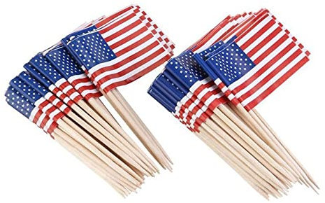 Bandera de Estados Unidos del 4 de julio, Día de la Independencia, 24 unidades, banderas para cócteles, alimentos, bares, pasteles, celebraciones, palillos de dientes, banderas para decoración de