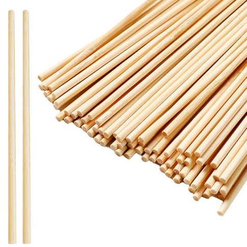 80 Pièces Baguette Bois, Jisrcha Baton Bois Ronds, Tiges Bâtonnets en Bois Ronde de 30cm, Batonnet en Bois Ronds pour les Projets Artistiques, le Travail du Bois, L'artisanat DIY (80 Pièces, 6 MM)