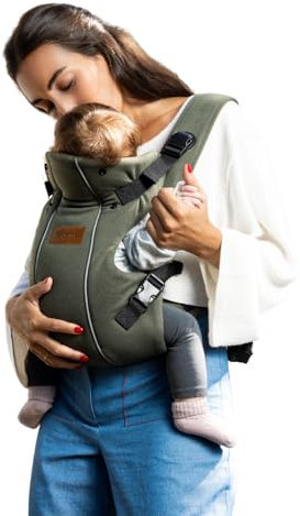 Jané Dual, Marsupio Porta Bebè Neonato, Zaino per Bebè Ergonomico, dalla Nascita fino a 15 kg, 3 Posizioni, Traspirante e Imbottita, Verde
