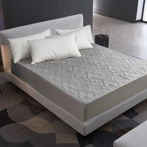 Bettlaken 180x200cm Boxspringbett Polyester, Spannbetttuch Wasserabweisend Einfarbig Grau Spannleintuch Matratzenhöhe bis 25cm