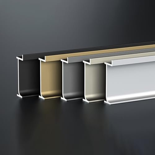 Raouoae Battiscopa In Alluminio Per Pavimenti Laminati - Strisce Bordo Da 125cm Per Transizioni Eleganti, Durevoli E Resistenti, Confezione Da 2 Per Arredamento Moderno(Grau,Höhe: 2 cm)