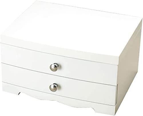 Schmuckaufbewahrung 2 Schichten Holz Schmuckschatulle Weiß Vintage Holz Schmuck Organizer Fall Mit Spiegel Halskette Ringe Ablage Schmuckschatulle Schmuckschrank