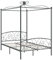 HEFZGDB Himmelbett-Gestell Grau Metall 140 x 200 cm Jugendbett Bed Frame Familienbett Einzelbetten für Gästezimmer Schlafzimmer Herberge Wohnbereich