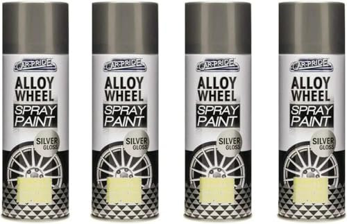 MIXEL Silver Gloss Alloy Wheel Spray Paint, DIY Enthusiasts, Easy to Apply, Fast-Drying Formula, Long-Lasting Protection, Perfect For Both Indoor And Outdoor Use, 400ml, (4 Pcs)