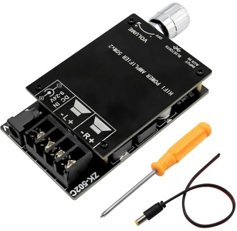 ARCELI 2 x 50 W Bluetooth 5.0 Hi-Fi scheda amplificatore con TPA3116D2 – Amplificatore stereo digitale doppio canale 5-27 V DC & Filtro Hi-Fi di alta qualità per suono ad alte prestazioni