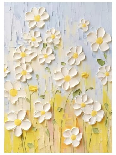 Peinture À L'Huile Sur Toile Peinte À La Main, Motif Floral Blanc Sans Cadre, Abstrait, Couteau À Palette, Décoration Florale Moderne pour Salon, Chambre À Coucher, 100 X 150 Cm