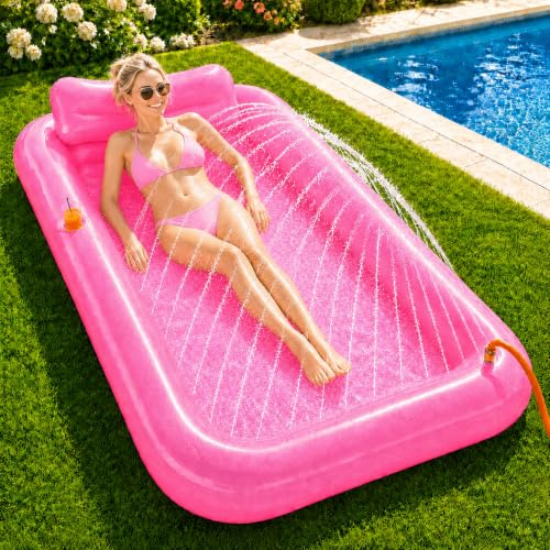 Shengruili 200x125CM Luftmatratze Wasser,Luftmatratze Pool Erwachsene,Pool Sofa Outdoor Aufblasbar,Luftmatratze Mit Wasser mit Eingebautem Sprinkler für Hinterhof,Pools,Strand,Sommer,Wasserparty