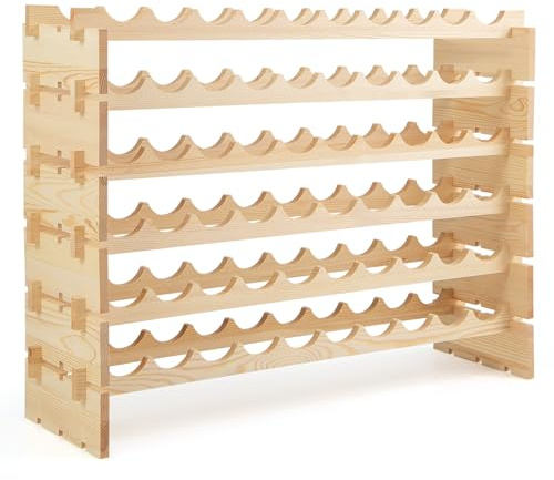 GiantexUK Wooden Wine Rack, 36/60/72 Bottles Wine Display Shelf, 6 Tier Stackable Wine Bottle Organizer for Home, Restaurant, Bar and Wine Cellar (60 Bottles, 101 x 29 x 73cm)