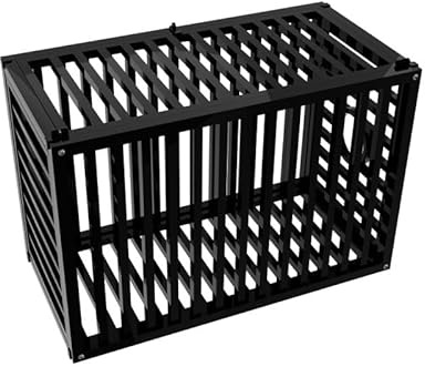 Robuste Hundebox aus Stahl, 120 cm Höhe, 80 cm Durchmesser, schwarz, große Hundehütte mit Futteröffnung