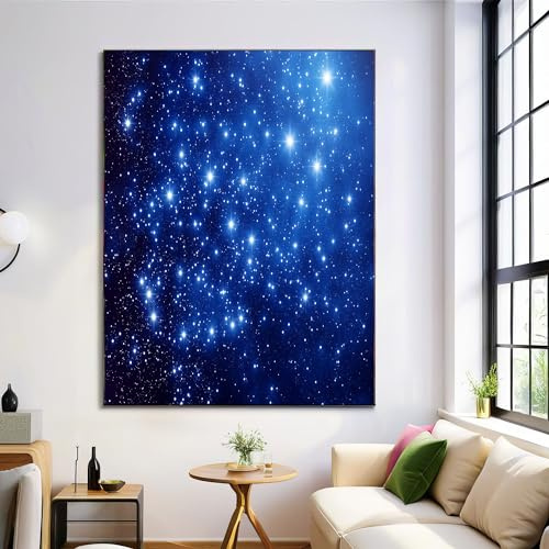 Funkelnder Sternenhimmel Bilder Leinwand Verträumte Landschaft Wandkunst Wanddekoration Königsblau Posterdruck Heim Wohnzimmer Schlafzimmer Dekorationen Moderne Minimalist Kunstwerk 80X120Cm