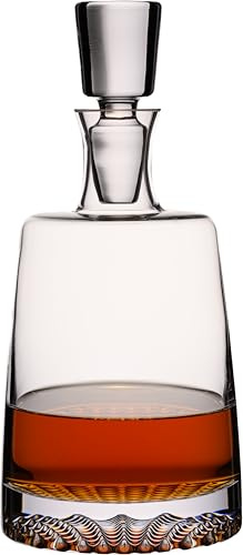 IMPERIAL glass Jarra de whisky de 700 ml, hecha a mano, con tapón de cristal, serie Faro, decantador de whisky de cristal con base estructurada