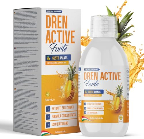 Diuretico Drenante Forte Dimagrante Detox per Ritenzione Idrica Potente Anticellulite Glutei e Gambe 500 ML Gusto Ananas Made in Italy