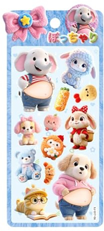 Stickers Animaux Mignons Mini Autocollant Silicone Ventre d'Animal