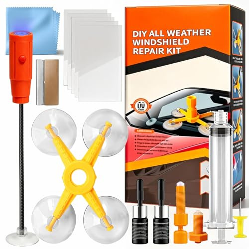 Set de Reparación de Grietas en Parabrisas, Kit para Cristal de Coche con Aplicador de Resina, Uso en Astillas Pequeñas y Daños Tipo Diana en Luna Delantera