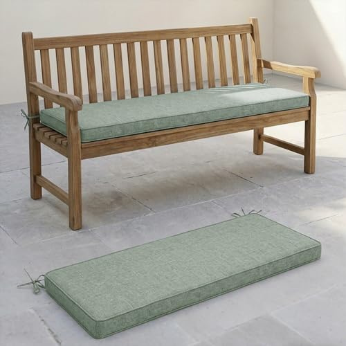 Aocase 5cm Dicke Bankkissen aus Leinen Bankauflage 105x40cm Sitzkissen Bank mit Rutschfester Unterseite und Paspel, Sitzbank Kissen für Sitzauflage Sitzpolster,Grün