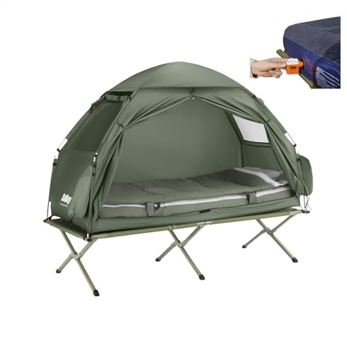 SoBuy Campingtält Campingsäng med tält Tältsäng med sovsäck luftmadrass och tillbehör OGS32