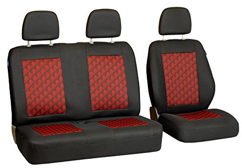 Canter Sitzbezüge - Set 1+2 - Farbe Premium Schwarz-rot Effekt 3D