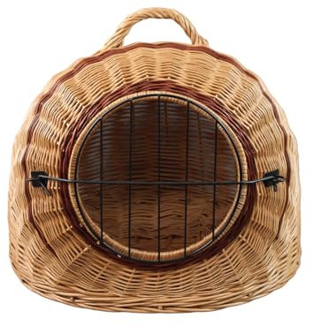 Weidenkorb Korbhöhle mit Gitter und Tragegriff – Abmessungen 50x40x45 cm – Transporthöhle – Natürliche Farbe – Hersteller – Ohne Kopfkissen