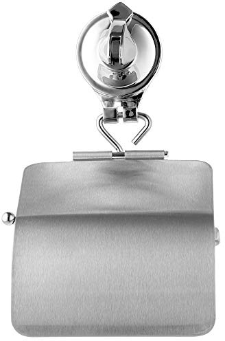 KADAX Toilettenpapierhalter, aus Edelstahl, WC-Papierhalter mit Saugnapf, ohne Bohren, Klopapierhalter für Badezimmer, Rollenhalter, glänzend, Wandhalter, Silber (mit Deckel)