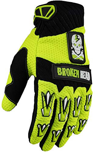 Broken Head MX-Handschuhe Faustschlag - Motorrad-Handschuhe Für Motocross, Enduro, Mountainbike - Neon-Gelb (XS)