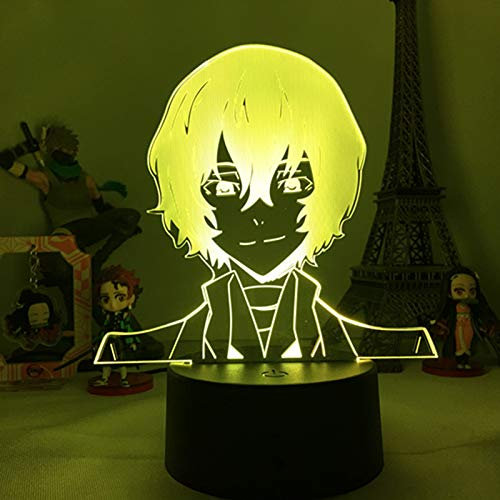 Hermoso regalo 3D luz nocturna para niños Bungo perros callejeros Osamu Dazai lámpara para decoración de habitación amiga regalo de cumpleaños Gadget Nakahara Chuya luz nocturna anime luz
