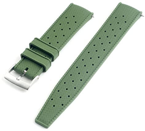 StrapHabit FKM Gummi-Uhrenarmband mit Schnellentriegelung, tropischer Stil, 18 mm, 19 mm, 20 mm, 21 mm, 22 mm, Grün, 20 mm