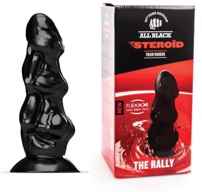 Triple Analplug Steroid ” The Rally ” 29,5×7,6-12,5cm mit Saugnapf, schwarz, realistisches Hautweiches Flexxx Material, Unisex