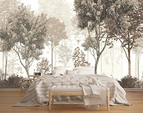 MFWFM Vintage Forest Wallpaper Nature Wall Mural Fabric Wallpaper Modern Decor(Not Peel n' Stick)