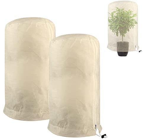 LUFEIS Winterschutz für Pflanzen, 2 Stück Frostschutz Schutzhaube mit Reißverschluss und Kordelzug, Winterschutz für Kübelpflanzen 180x120cm, Wiederverwendbar Pflanzenschutzhaube Atmungsaktiv Reißfest
