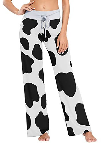 ODAWA Cow Skin Damen Schlafhose Comfy Stretch Plus Size Yoga Hose XS, Kuhfell, Large