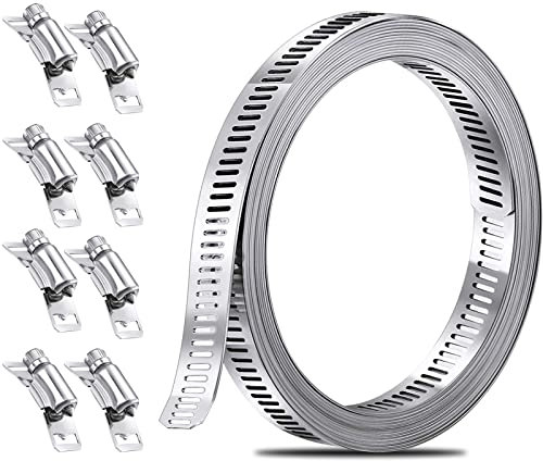 Schlauch Rohrschellen, Klemmen Schlauch Edelstahl Schnecken Klemme, 11,5 Fuß Schlauchschellen mit 8 Befestigungselementen, Jubiläumsschellen aus Edelstahl, große verstellbare Schneckenschellen