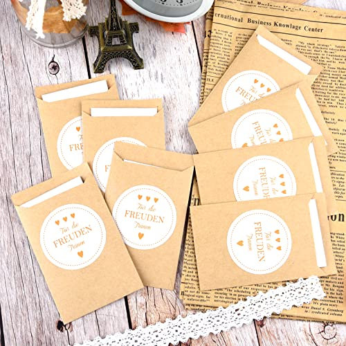 NEBURORA 100 Freudentränen Aufkleber & 100 Braune Papiertüten,für die Hochzeit Vintage Deko(Papiertüten & Aufkleber)