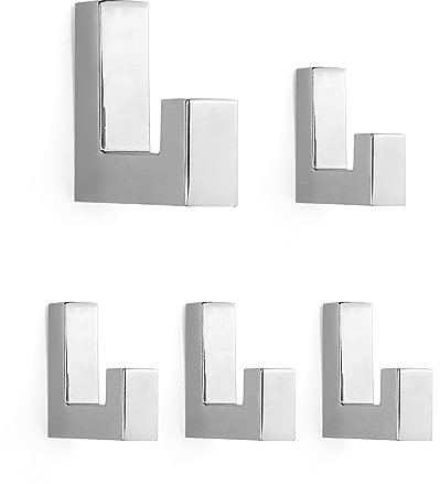 SARIHOSY Brass Coat Hooks for Door Self Adhesive, Dual Modern Coat Hooks, Coat Hooks Brass for Coats, Silver Steel Wall Hooks for Hanging Clothes, Coat and Hat Hooks Polished Brass Hooks