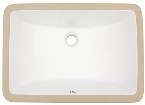 Dcolora Undermount Bathroom Sink Rectangle 17-1/2x11 White Porcelain Ceramic Rectangular Vessel Sink Under Counter Lavatory Vanity Bath Sink Bowl Basin with Overflow