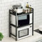 KEVO Support Extensible en Métal Four à Micro-Étagère pour Micro-Ondes à 2 Couches - Extensible - pour épices, conserves, Bouteilles, jusqu'à 25 kg (40/64 * 36.5 * 78cm (Noir))
