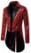 iiniim Herren Pailletten Frack Jacke Glitzer Blazer Sakko Festlich Gothic Steampunk Anzugjacke Cosplay Halloween Weihnachten Karneval Kostüm Rot S