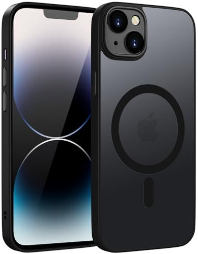 HGH Magnetisch Hülle für iPhone 13 6,1 Zoll Kompatibel mit MagSafe Kabellosem Laden, Durchscheinende Matt Handyhülle für iPhone 13 Dünn Stoßfest Schutzhülle kameraschutz für iPhone 13 Case-Schwarz